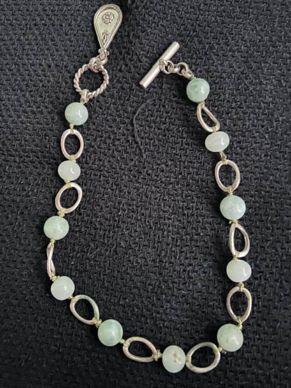 Aqua bead and silver-tone necklace